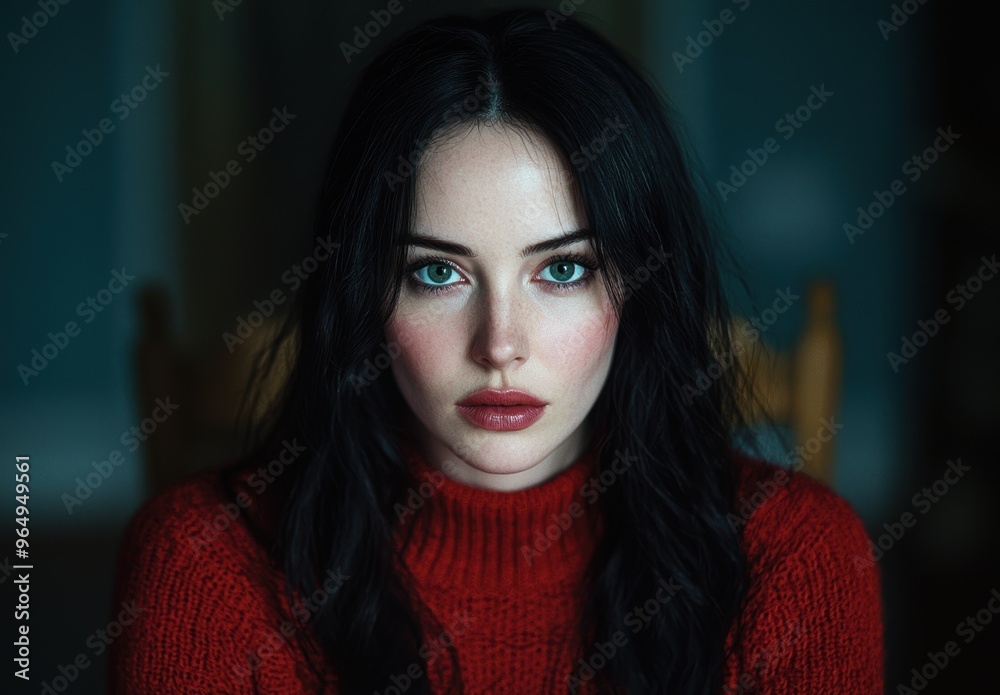 Mysterious woman with intense gaze Mysterious woman with intense gaze