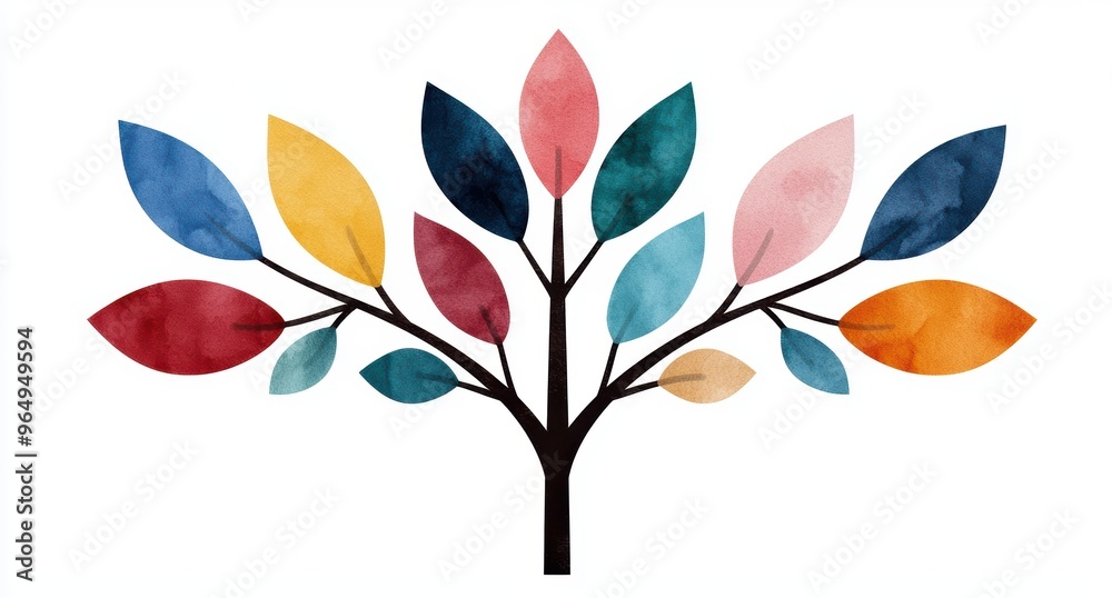 Colorful abstract tree with vibrant leaves Colorful abstract tree with vibrant leaves