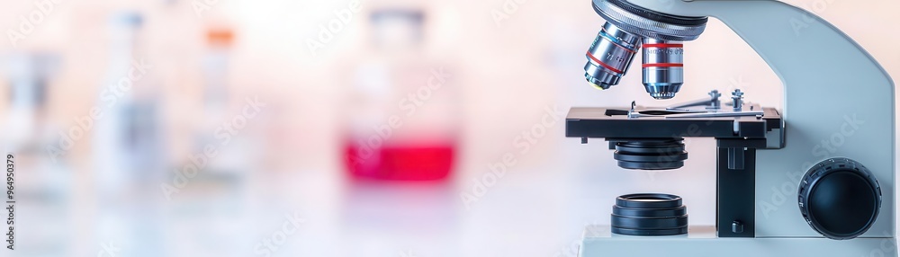 Researcher in a biotechnology lab observing nano-scale reactions in drug discovery process through a powerful microscope, drug discovery, biotech lab Researcher in a biotechnology lab observing nano-scale reactions in drug discovery process through a powerful microscope, drug discovery, biotech lab