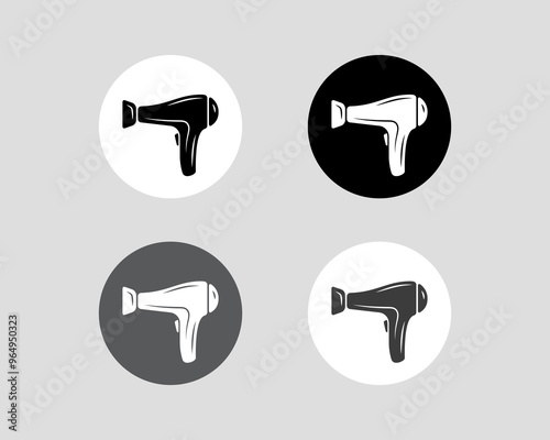 Hair dryer Line Icon vector fashion hairdryer of hairdresser to blow-dry and electric hair-dryer blower illustration. Barber styling appliance. Silhouette hair dryer black color.