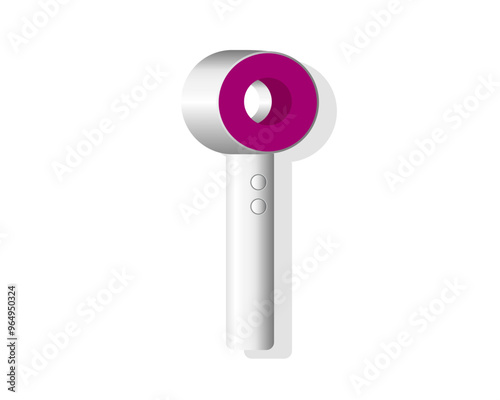 Realistic hairdryer for hairdresser salon, barbershop or home usage. Vector illustration Dyson hair-dryer.