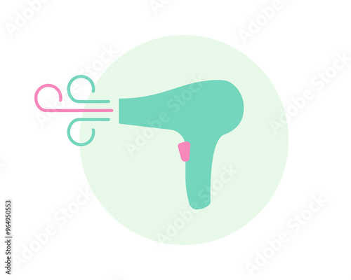 Hair dryer Line Icon fashion hairdryer of hairdresser to blow-dry and electric hair-dryer blower. Barber styling appliance. Vector cartoon illustration