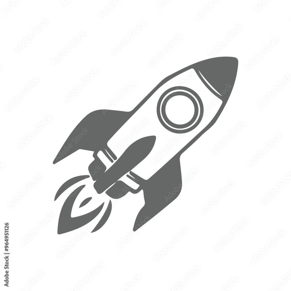 Fototapeta premium Rocket launched logo vector, spaceship icon in flat design, rocket vector.