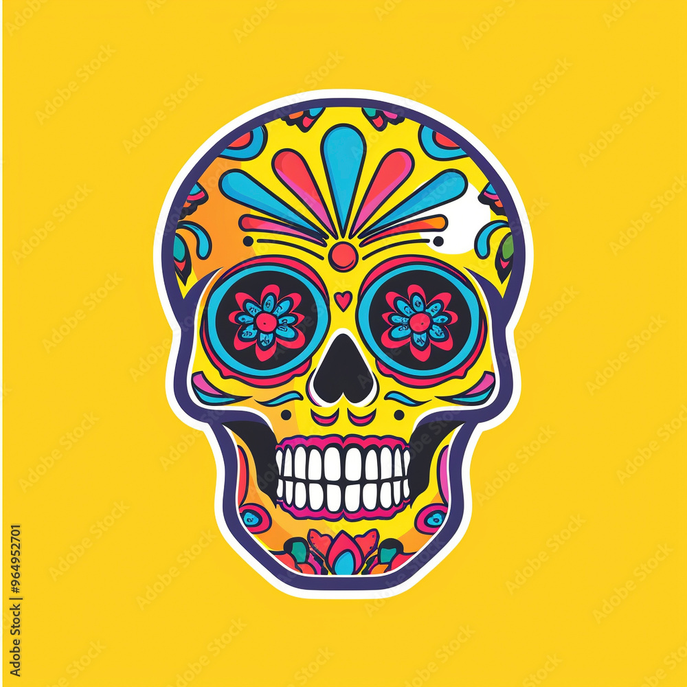 Cut Mexican Skull simple and flat colors Cut Mexican Skull simple and flat colors