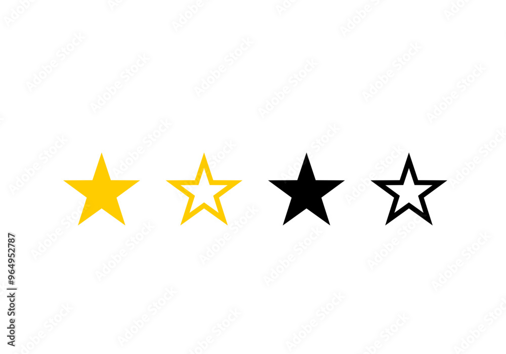 Set of Review Quality Rating Stars Icon. Vector Image. Set of Review Quality Rating Stars Icon. Vector Image.
