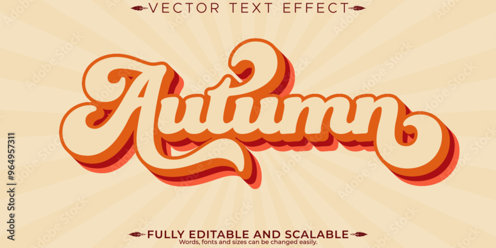 Naklejka premium Autumn text effect, editable season and leaf text style