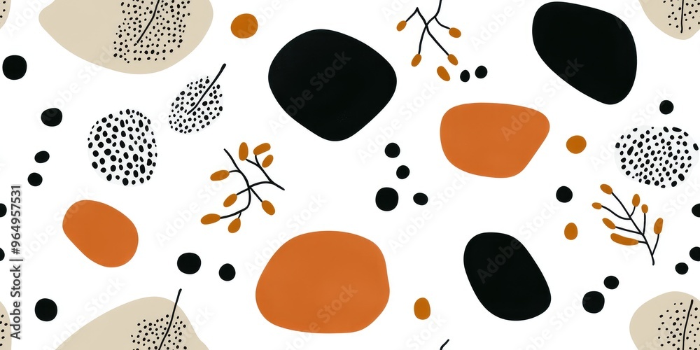 Embrace the essence of autumn with a seamless pattern featuring soft gradients and floating leaves in warm earthy tones, creating a minimalistic and serene atmosphere