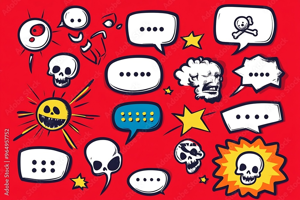 Fototapeta premium Comic speech bubble material set vector illustration