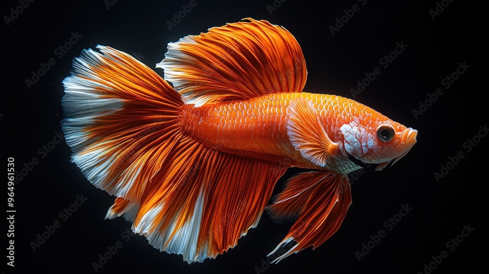 Orange Betta Fish with White Fins Orange Betta Fish with White Fins