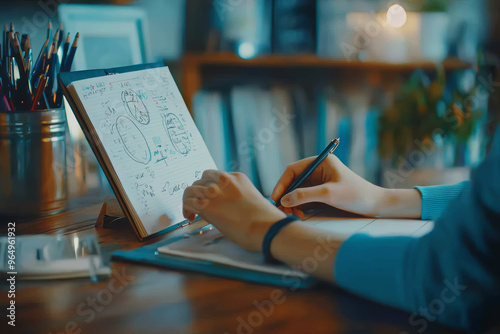A student organizing their planner, managing their time and responsibilities effectively. Concept of time management. Generative Ai.