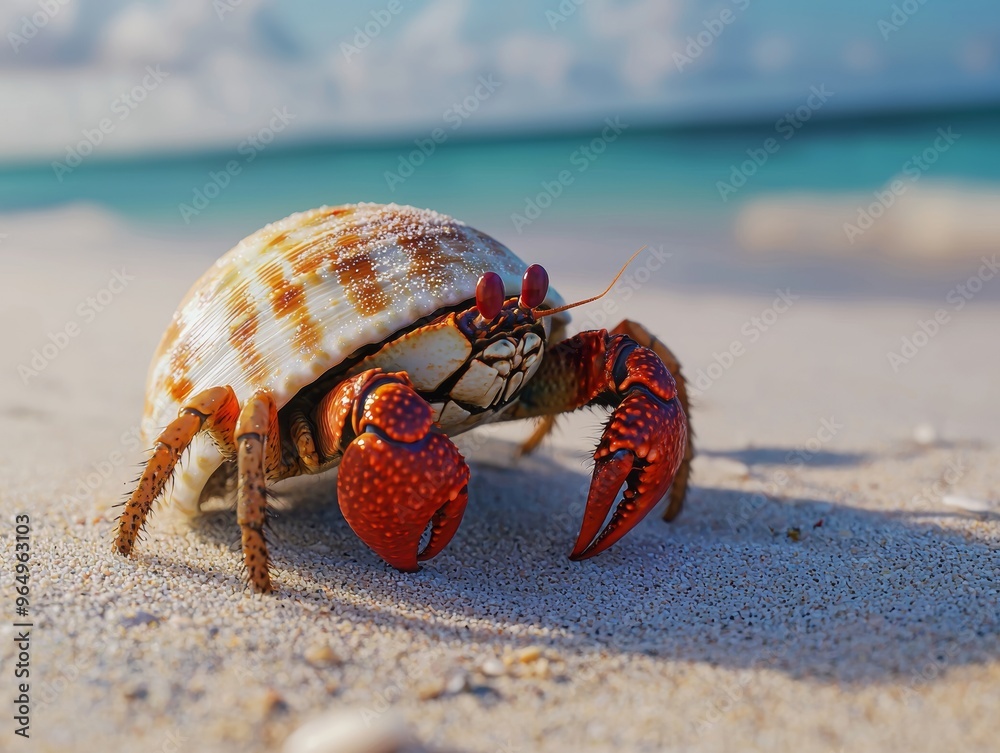 Closeup of a hermit crab on a tropical beach - ai Closeup of a hermit crab on a tropical beach - ai