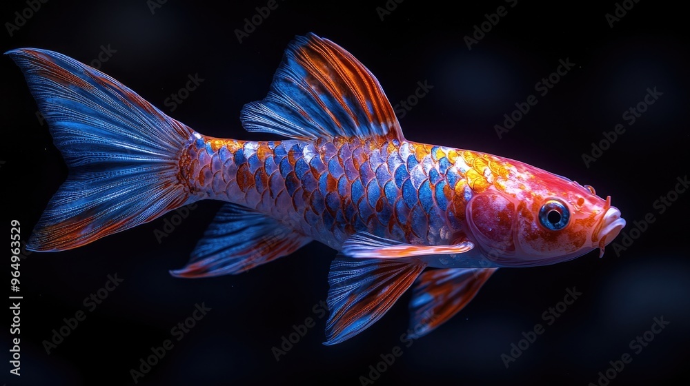 Colorful Koi Fish in Dark Water Colorful Koi Fish in Dark Water