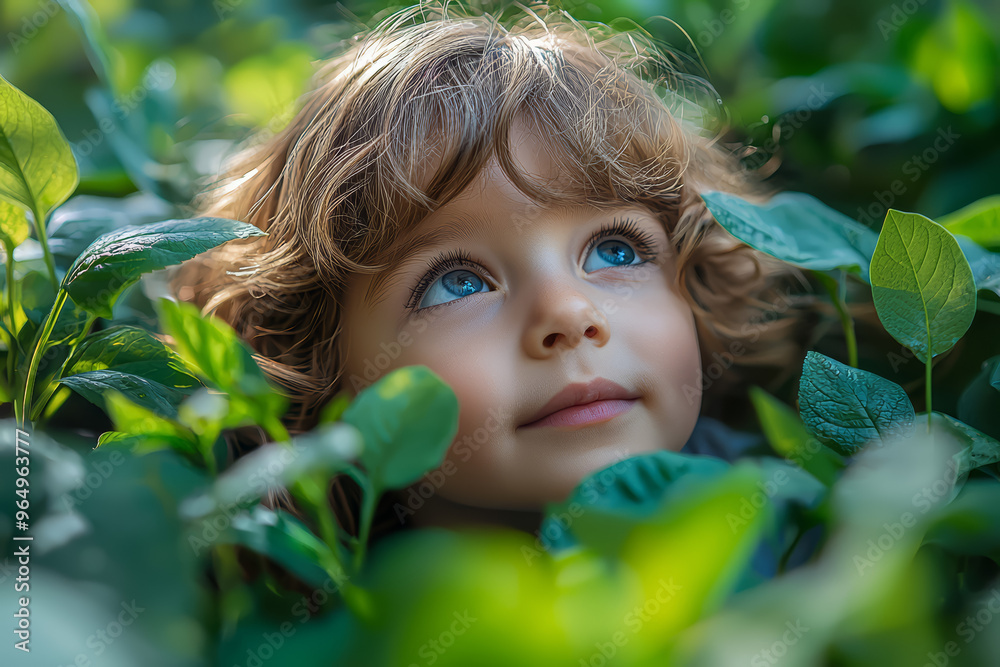 A child discovering a hidden treasure in the garden, heart pounding with excitement. Concept of adventure and youthful curiosity. Generative Ai. A child discovering a hidden treasure in the garden, heart pounding with excitement. Concept of adventure and youthful curiosity. Generative Ai.