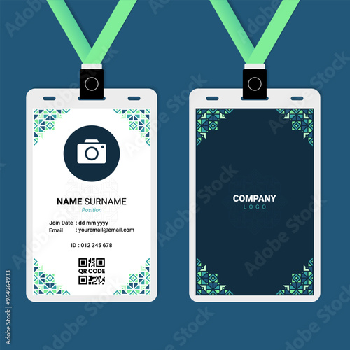 Islamic Oriental ID Card Design with Corner Ornament