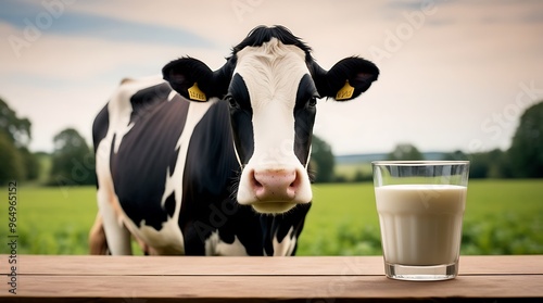 A fresh, nonhomogenized glass of milk prominently displaying a rich, creamy top layer, indicative of highquality, ecofriendly dairy farming practices 