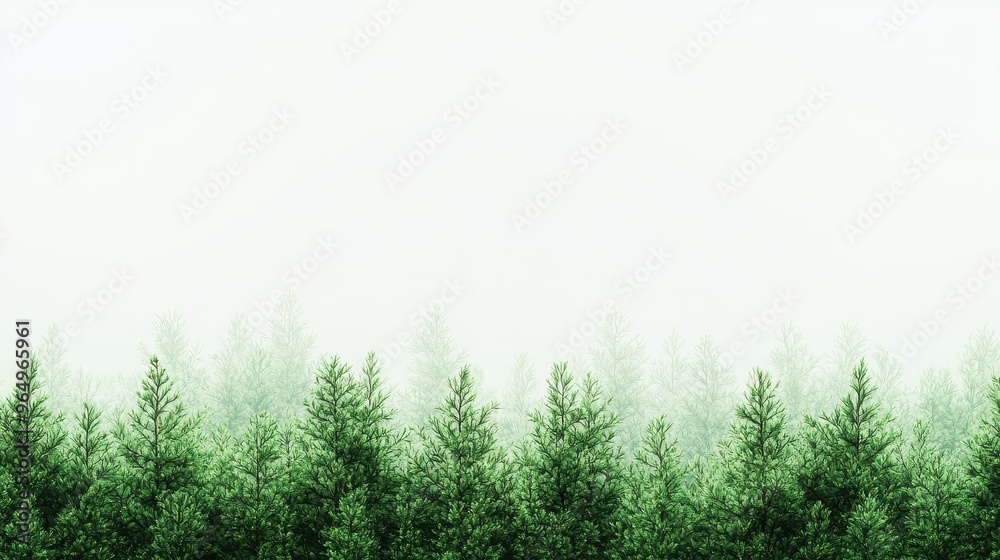 Misty Forest with Green Trees Background Misty Forest with Green Trees Background