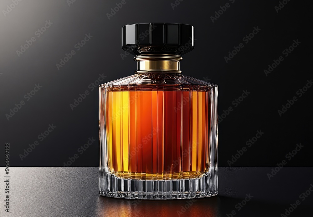 Elegant Perfume Bottle on Black Background Elegant Perfume Bottle on Black Background
