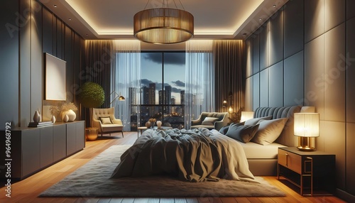 luxury hotel room with bed