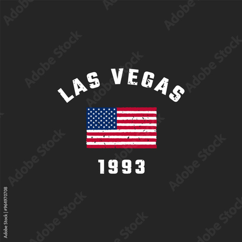 Photography Las Vegas With America Flag. Urban style wear t shirt design