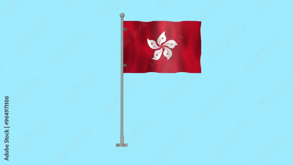 Hong Kong Flag Waving on a Metallic Pole 2d illustration Hong Kong Flag Waving on a Metallic Pole 2d illustration