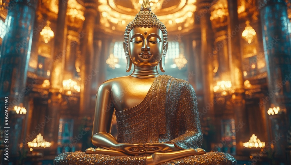 Golden Buddha Statue in Temple Golden Buddha Statue in Temple