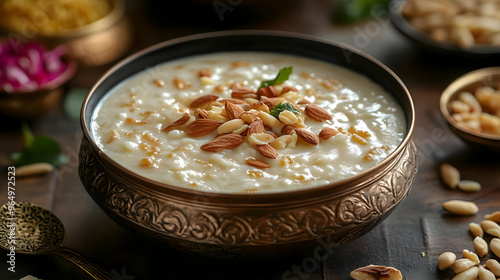 A bowl of creamy dessert to...