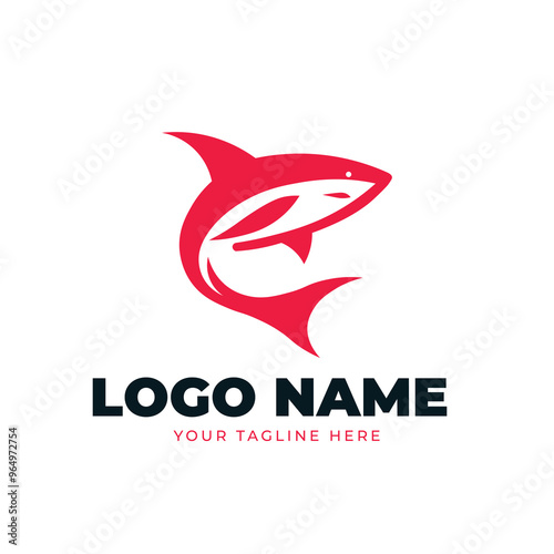 Simple and minimalist Logo of a Shark