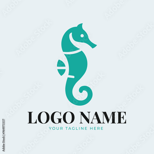 Sea Horse minimalist and simple logo template design