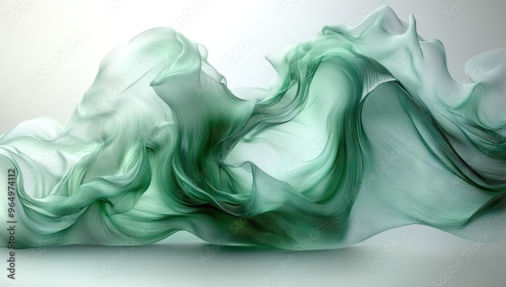 Abstract Green Fabric Flowing in the Wind Abstract Green Fabric Flowing in the Wind
