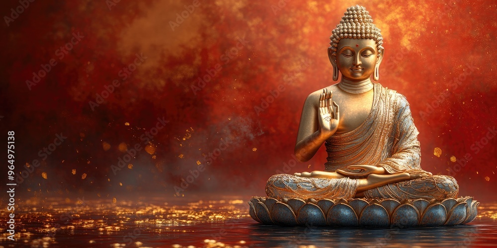 Fototapeta premium Golden Buddha Statue in Meditation