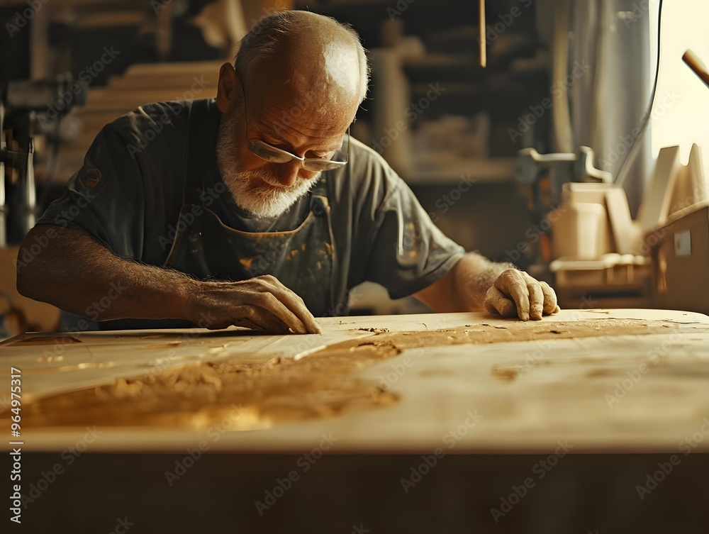 carpenter cutting wood with saw carpenter cutting wood with saw