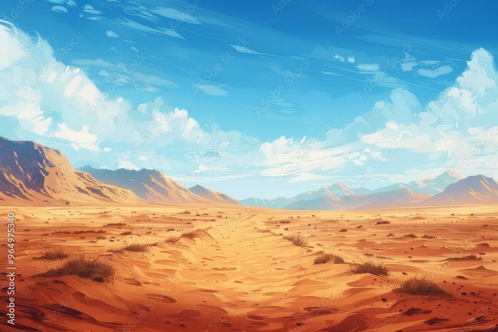 Naklejka premium Desert Oasis Sandy Landscapes in a Barren Wilderness