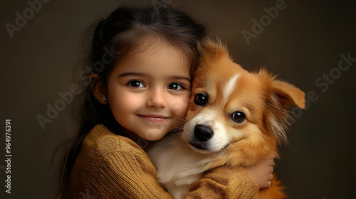 A girl joyfully embraces he...
