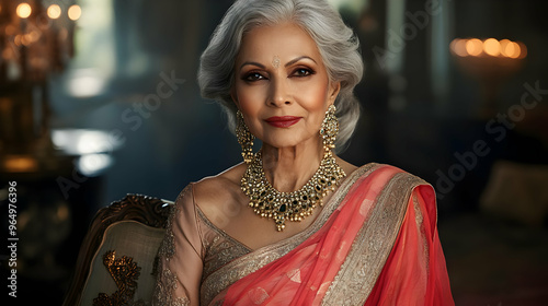 A graceful elderly woman in...