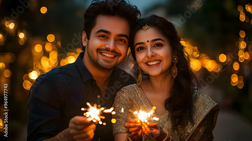 A joyful couple celebrating...