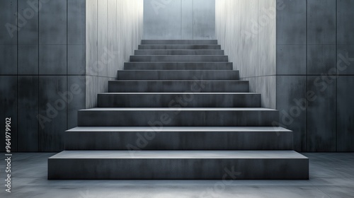 Minimalist concrete staircase corridor
