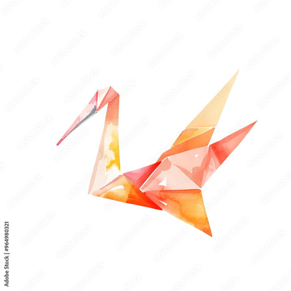 Naklejka premium Create a Charming Watercolor Painting of a Graceful Crane