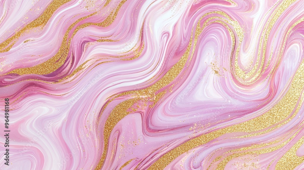 Abstract Pink and Gold Marble Texture Background