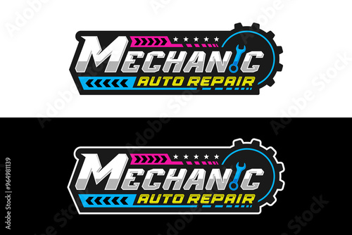 Mechanic auto repair design illustration