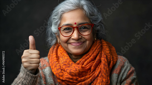 A smiling elderly woman wit...