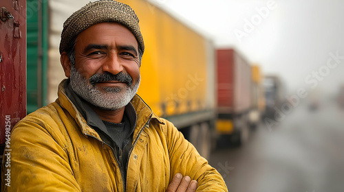 A smiling man in work attir...