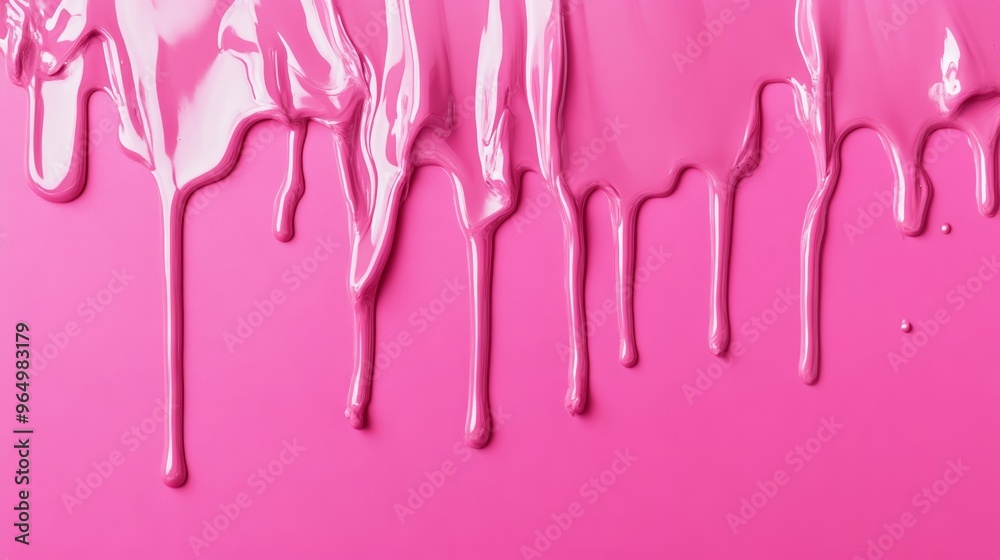 Pink paint drips on a smooth surface, abstract art concept Pink paint drips on a smooth surface, abstract art concept