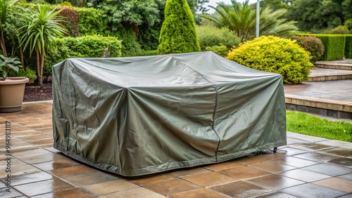 A standard cover shields a collection of items outdoors from the harsh elements, including rain, dust, and debris.