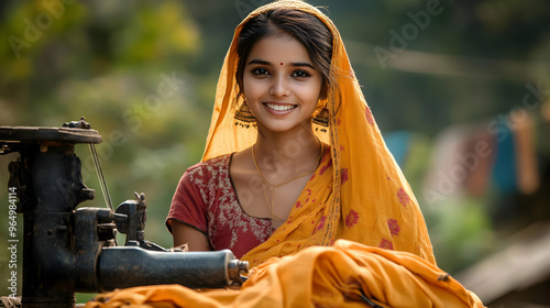 A smiling woman in traditio...