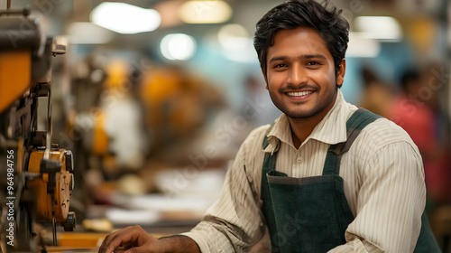 A smiling young man working...