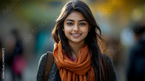 A smiling young woman weari...