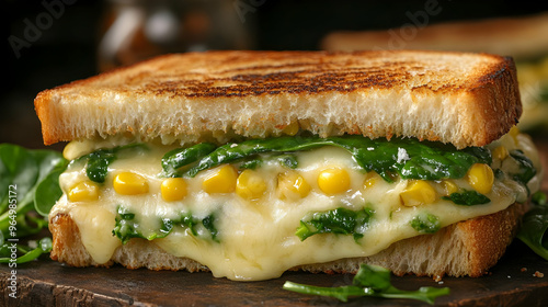 A toasted sandwich filled w...