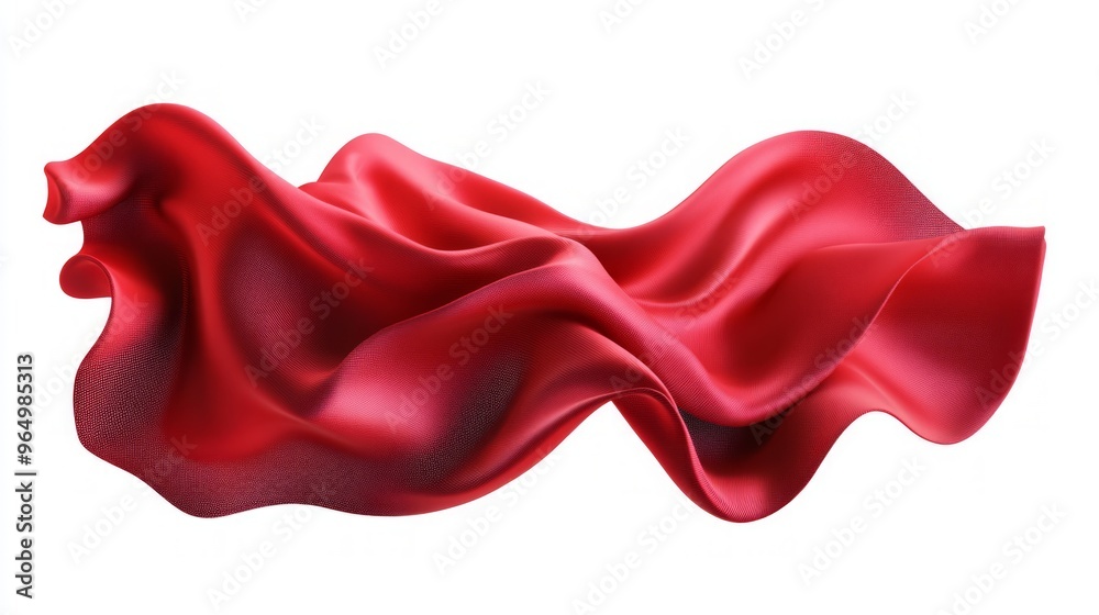 Flowing Red Fabric on White Background Flowing Red Fabric on White Background