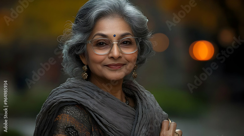 A woman with gray hair and ...