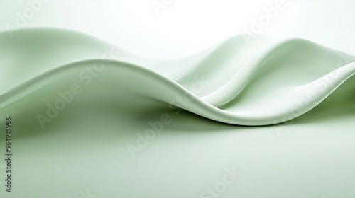 Abstract Fluid Waves in Soft Pastel Green Minimalist Art Composition photo